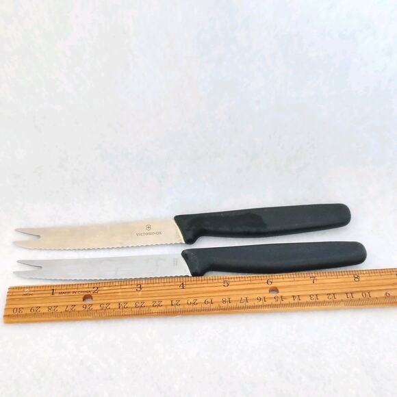 Victorinox Swiss Made Serrated Tomato Paring Knife Forked Tip Set of 2 Stainless - Picture 3 of 4
